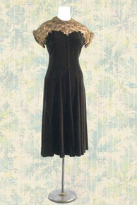 1940s Chocolate velvet cocktail dress