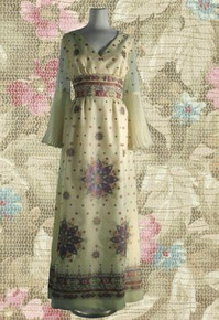 Alfred Shaheen Hawaii 1960s hand printed long dress