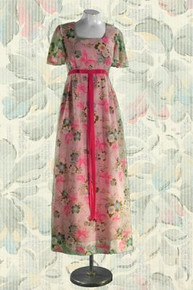 1960s Floral butterfly print long dress