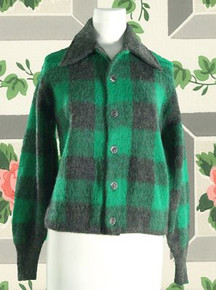 1960s Plaid mohair blend sweater