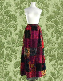 Crushed Velvet Patchwork maxi skirt 1960s