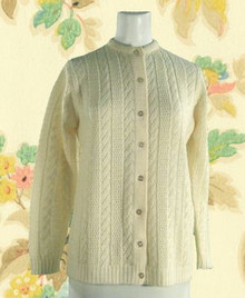 Early 70s sweater with 'feather' style cable and open-work knit.
