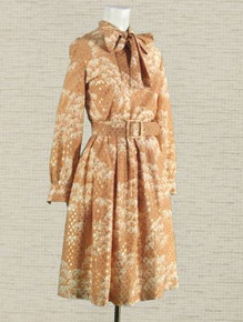 Metallic gold pussy bow dress