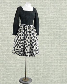 Black and white polka dot silk dress