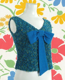 Late 60s electric blue boucle top