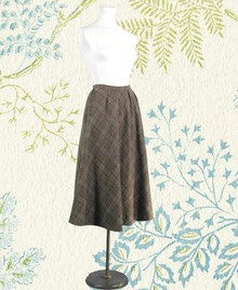 1970s brown wool plaid midi skirt