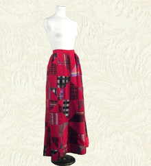 1970s cotton velvet patchwork maxi skirt