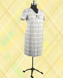 1960s cream and brown plaid dress