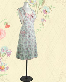 Pink and gray 1940s apron