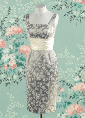 1960s Saved From The Mines Vintage Brocade Dress Mint Green and Silver