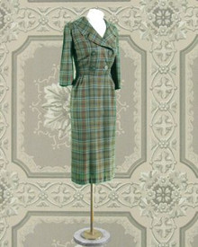 Green plaid 1950s Lampl day dress