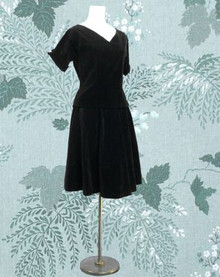 Black velvet skirt and top set