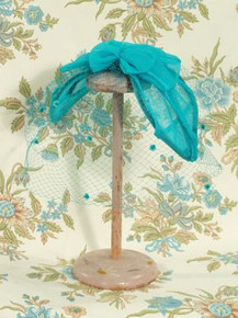 Turquoise blue velvet and net hat