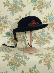 Blue velour school girl hat