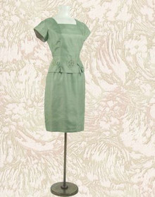 Celery green silk cocktail dress