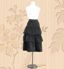Black rayon taffeta ruffled skirt