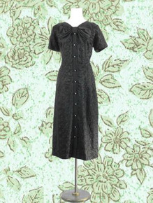 Black embroidered satin LBD