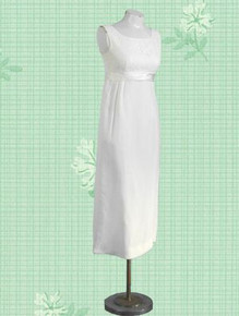 Simple white chiffon tea length gown