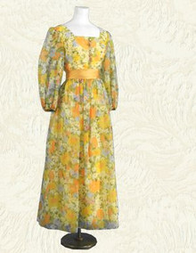 Flouncy floral 1970s gown