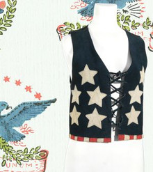 Patriotic leather biker's vest