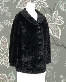 Black faux fur car coat