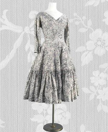 Print silk 1950s day dress