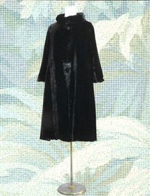 Fur lined black velvet evening coat