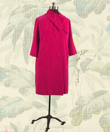 Exceptional hot pink velvet evening coat