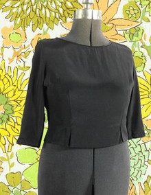 Black 1950s back button blouse