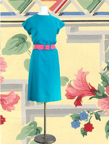1980s turquoise and pink Leslie Fay dress