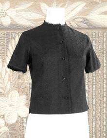 Black 60s embroidered cotton blouse