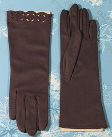 New old stock chocolate brown nylon gloves
