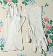 White Fownes double woven cotton gloves