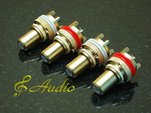 4 PCS GOLD PLATE RCA FEMALE CONNECTOR CHASSIS SOCKETS