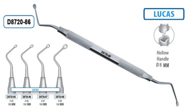 Curetta Dentale Premium Instruments Lucas 86 - Doppia Estremit&agrave;, Cucchiaio 2,8 Mm, Acciaio Inox