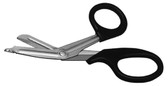 Bandage & Utility Scissors , Serrated Blade, Large Autoclavable Plastic Handles , Black Handles , Length: 7.5