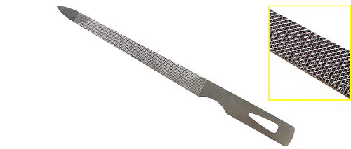 Stainless Steel Triple Cut Nail File.  Solid stainless steel nail file, manufacturer's lifetime warranty.