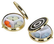 Pocket Size Round Fashion Gold Pill Box