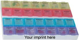 Imprinted 7 Day 4 Times a Day Weekly Medtime Planner 