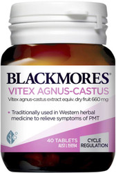 Blackmores Vitex Agnus-Castus relieves premenstrual symptoms, PMT breast pain and maintains hormonal balance with Vitex agnus castus