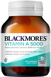 Blackmores Vitamin A 5000IU is important for vision, especially Night Vision, healthy skin function and repair, the maintenance of healthy mucous membranes