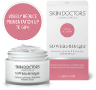 Skin Doctors SD White and Bright Advanced Lightening & Brightening Treatment Cream ​reduces the appearance of pigmented spots in 4 weeks for whiter & brighter skin tone