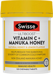 Swisse UltiBoost Vitamin C + Manuka Honey relieves cold and flu symptoms, supports immunity