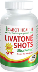 Cabot Health Livatone Shots can be used as a general liver tonic as an aid to weight loss and fat burning, high blood levels of cholesterol and triglycerides, reduction of fluid retention and irritable bowel syndrome