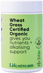 Lifestream Organic Wheat Grass is a certified organic wholesome green food containing vast amounts of naturally occurring minerals, B vitamins, antioxidants and chlorophyll
