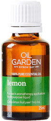 Oil Garden Lemon Pure Essential Oil is stimulating and enlivening for: Acne, oily skin, warts, corns, cold and flu