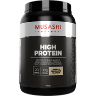 Musashi High Protein Vanilla Milkshake flavour is a quality formulation of whey protein to support your active lifestyle and training goals