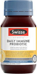 Swisse Ultibiotic Daily Immune Probiotic stimulates immune system response common cold symptoms, runny nose, nasal congestion and sore throat