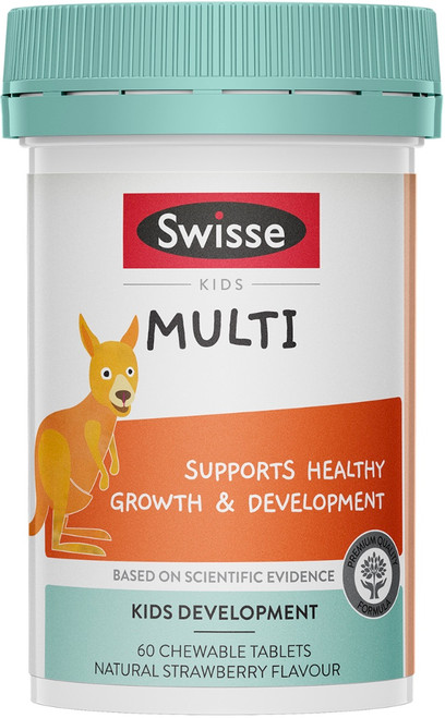 Swisse Kids Multi Chewable Tabs is a sugar free, tooth friendly formula for healthy growth and development in children