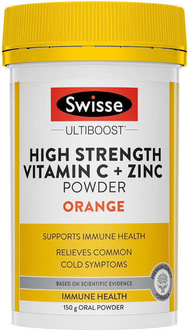 Swisse Ultiboost High Strength Vitamin C + Zinc Powder for a healthy immune system and relief from common cold symptoms